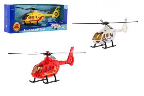 Vrtuľník/vrtuľník záchranných komponentov kov/plast 18 cm 3 typy v rámčeku 26x10x5cm