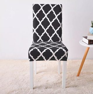 Univerzální potah na židli se vzorem - černo-bílý