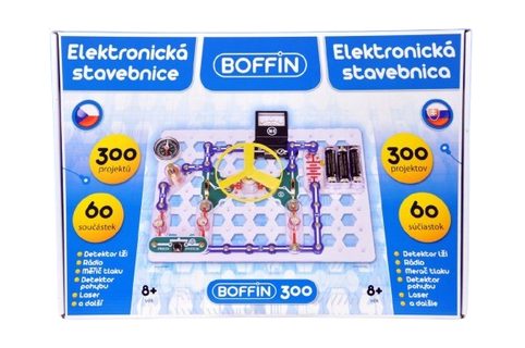Stavebnice Boffin 300 elektronická 300 projektů na baterie 60ks v krabici