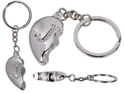 Metal Keychain, zlomené srdce, písmeno j