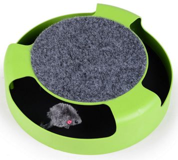 Hračka pro kočky - myš v kruhu se škrábacím kobercem
