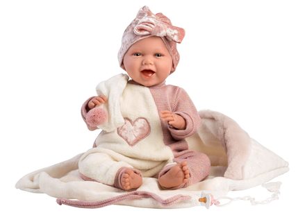 Llorens 74008 NEW BORN - realistická panenka miminko se zvuky a měkkým látkovým tělem - 42 cm