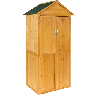 Tectake 404566 Záhradná skrinka dom s štítkou strechou - hnedé hnedé drevo