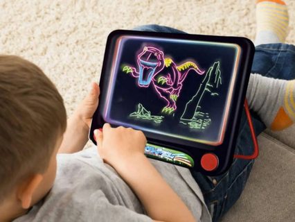 Svítící grafický tablet pro děti se 3 fixy - neon