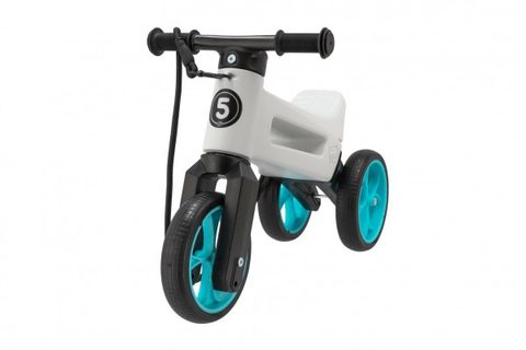 Odrážedlo FUNNY WHEELS Rider SuperSport bílé/tyrkys 2v1+popruh,výš.sedla28/30cm nos.25kg 18m+v sáčku