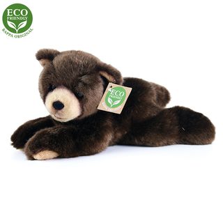 Plyšový medveď tmavo hnedý ležiaci 15 cm ECO-FRIENDLY