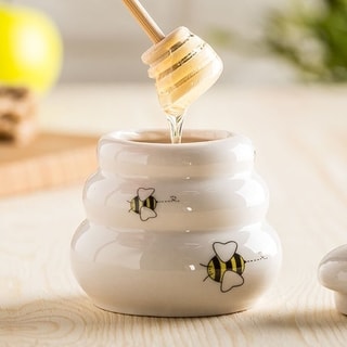 Hrneček na med s dřevěným dávkovačem