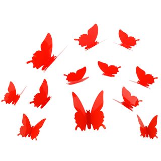 3D motýliky na stenu - červená