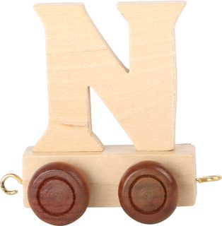 Dřevěný vláček vláčkodráhy abeceda písmeno N