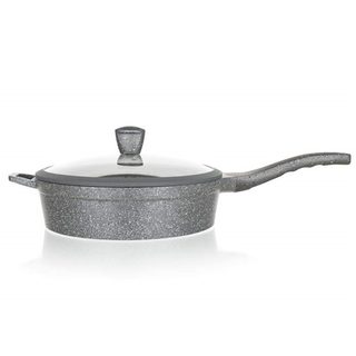 BANQUET Pánev hluboká s nepřílnavým povrchem a stříkaným dnem GRANITE 28 cm, poklice