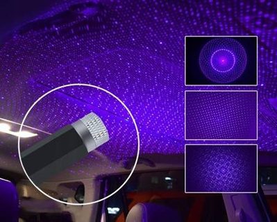 USB LED projektor do interiéru vozu - modrý