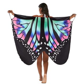 Plážové šaty - motýľové krídla L -xl - modrá