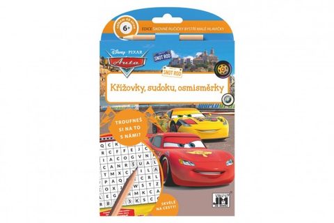 Krížovky, sudoku, osemsmerovky s ceruzkou Autá / Cars 15x21cm Cena za 1ks