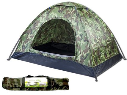 Turistický maskáčový stan pro 4 osoby 200x200x140cm s moskytierou