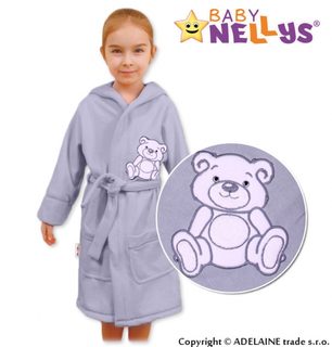 Baby Nellys Dětský župan - Medvídek Teddy Bear, 98/104 - šedý