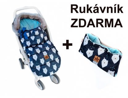 Dětský fusak maxi PREMIUM Winter bear, + rukávník,granátový, 110x50cm, Baby Nellys