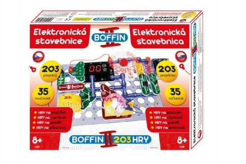 Stavebnice Boffin II. 203 elektronická 203 projektů na baterie 35ks v krabici 40x30x7cm