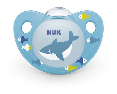NUK Dudlík silikonový Trendline V2 (6-18m) modrá se žralokem