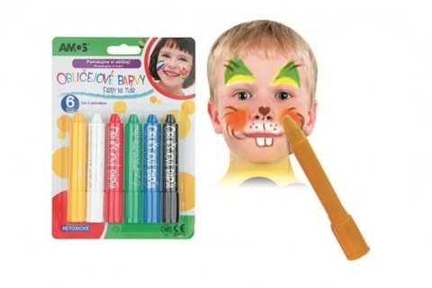 Farby tvárovej v ceruzke 6ks na karte 14x20cm karneval Cena za 1ks
