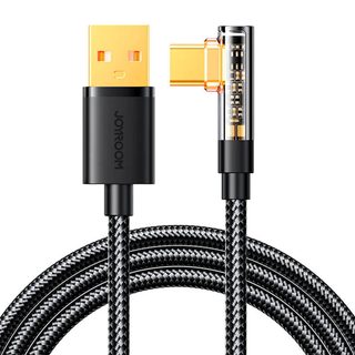 Úhlový kabel k USB-A / Type-C / 3A / 1,2 m Joyroom S-UC027A6 (černý)