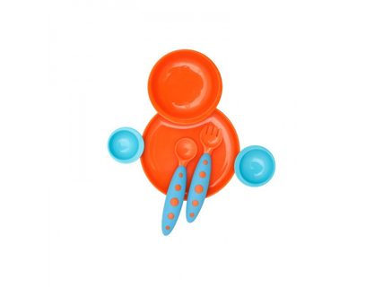 Boon - Kompletná jedálenská súprava pre deti modro-oranž