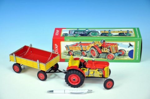 Traktor Zetor s prívesom červený na kľúčik kov 28cm Kovap v krabičke Cena za 1ks