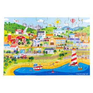 Bigjigs hračky podlahové puzzle mesto 48 kusov