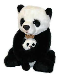 Plyšová panda s mládětem 27 cm ECO-FRIENDLY