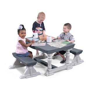 STEP2 Dětský stůl se 2 lavicemi - šedý