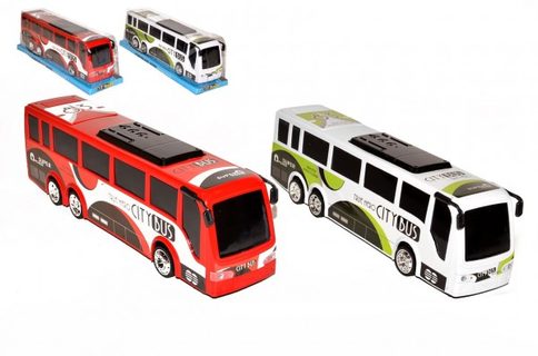 Autobus plast 35cm na zotrvačník 2 farby v blistri 10x12x37cm Cena za 1ks