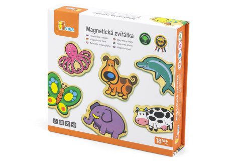 Drevené magnety 20 ks - zvieratá v českej krabici
