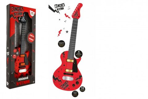 Guitar Electric Rock Star Plast 58 cm pre batériu so zvukom, svetlo v rámčeku 24x62x5,5 cm