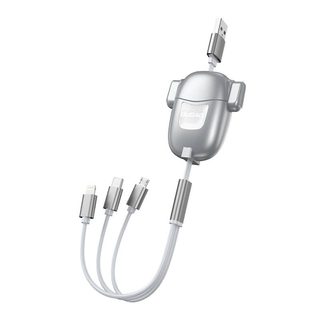 USB kabel Dudao L8PRO 3 v 1 USB-C / Lightning / Micro 3A, 1,1 m (stříbrný)