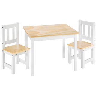 Tectake 402376 Detská súprava Alice Two Stoličky a stôl - biela biela štiepka MDF