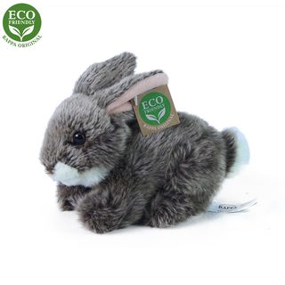 Plyšový králik tmavo šedá ležajúca 17 cm ekologicky priateľská