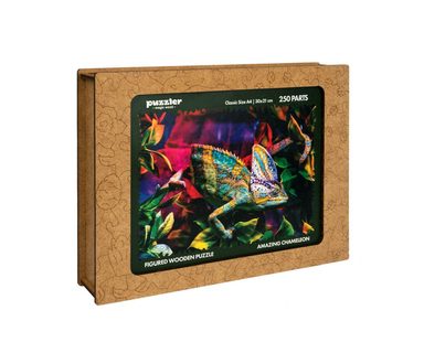 Drevené farebné hádanky - úžasný chameleón