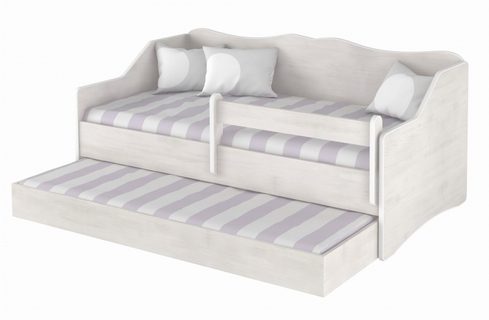Dětská postel s výsuvnou přistýlkou 160 x 80 cm - bílá surf,