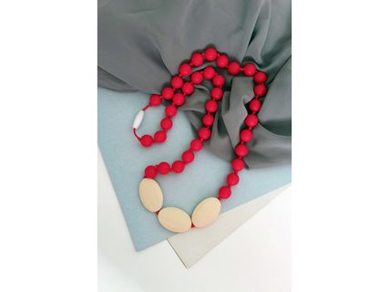 MIMIKOI - Dojčiace korále červený s okruhliakmi
