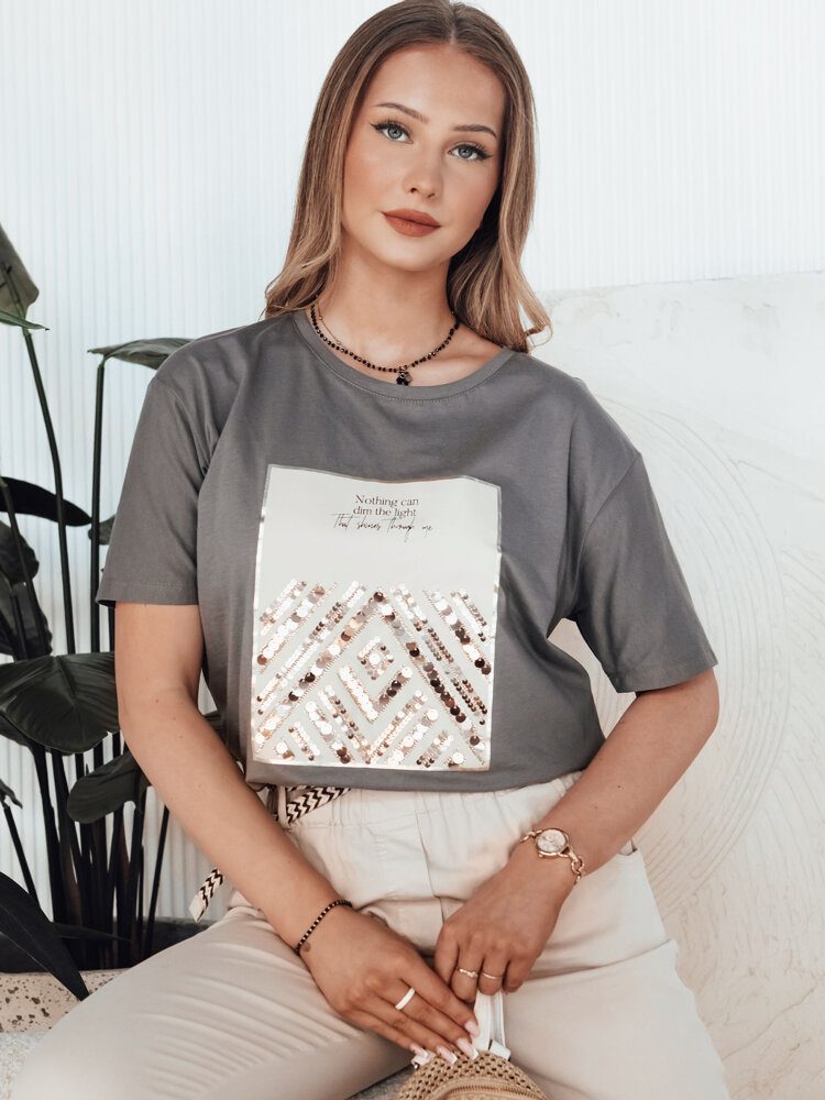 Poutavé dámské grafitové tričko s potiskem Centia