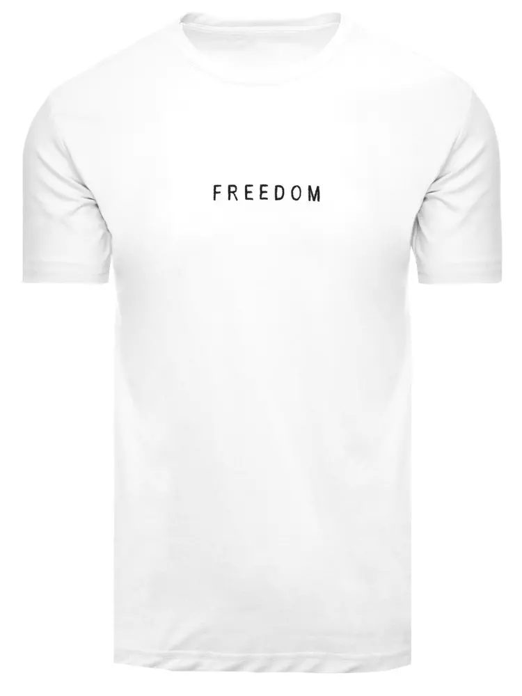 Dstreet Bílé bavlněné tričko s nápisem Freedom