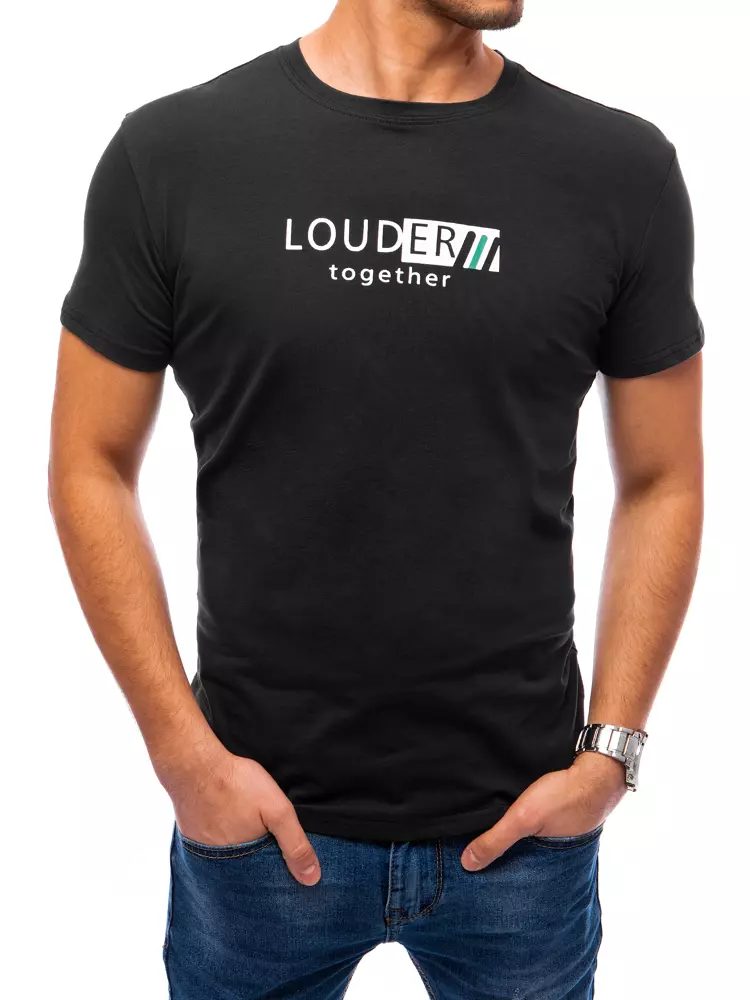 Dstreet Černé bavlněné tričko s potiskem Louder