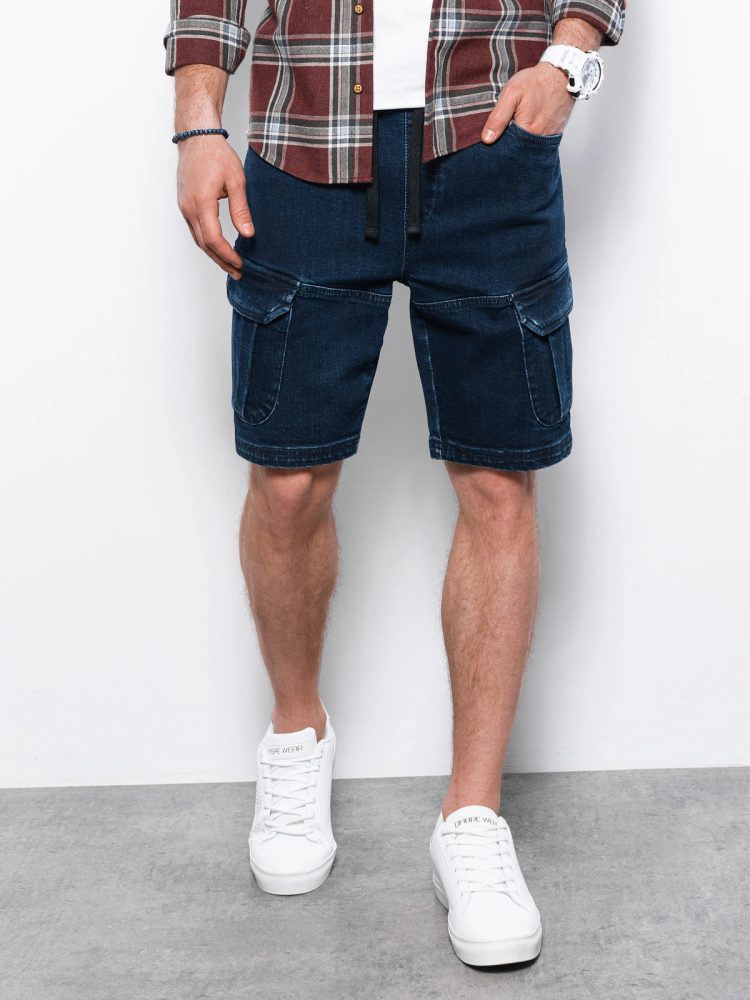 Levně Trendy tmavě riflové kraťasy W362