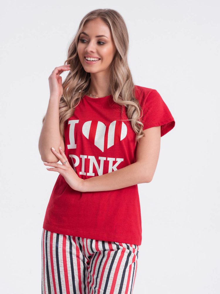 Inny Módní červené dámské pyžamo ULR279 - XL