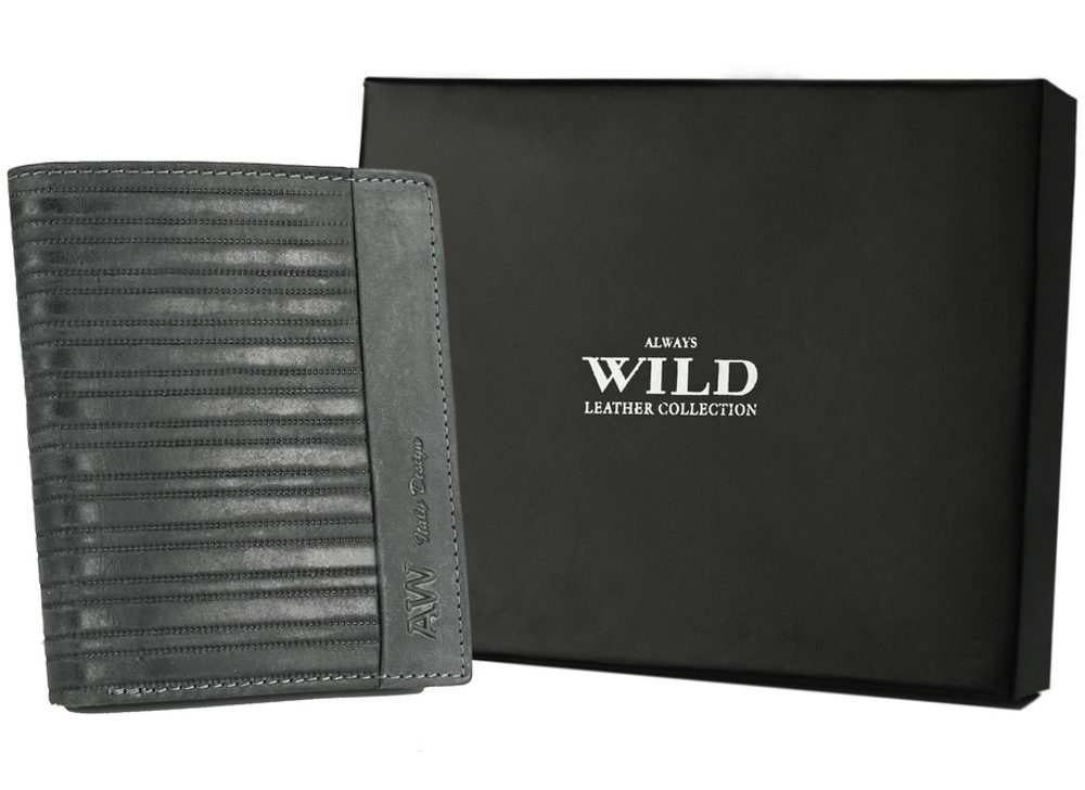 Levně Černá kožená peněženka v trendy designu