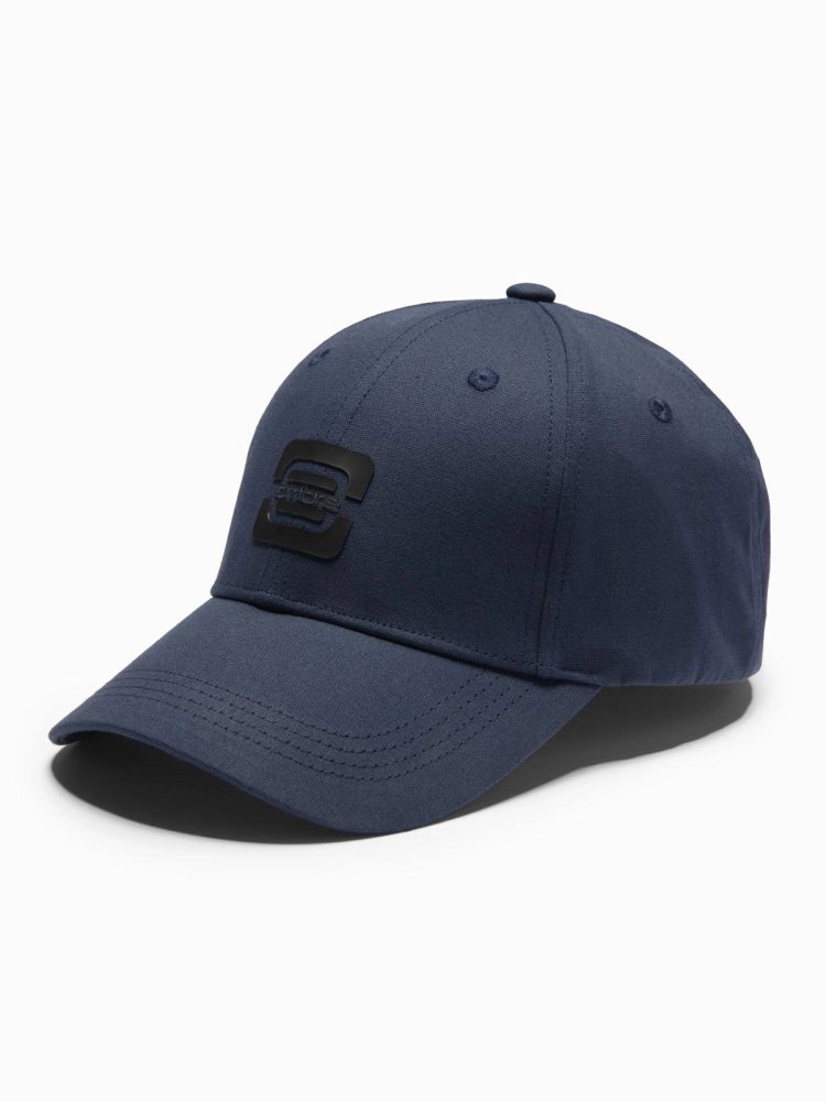 Levně Ombre Clothing Pánská tmavě modrá kšiltovka s logem V1 ACCS-0100