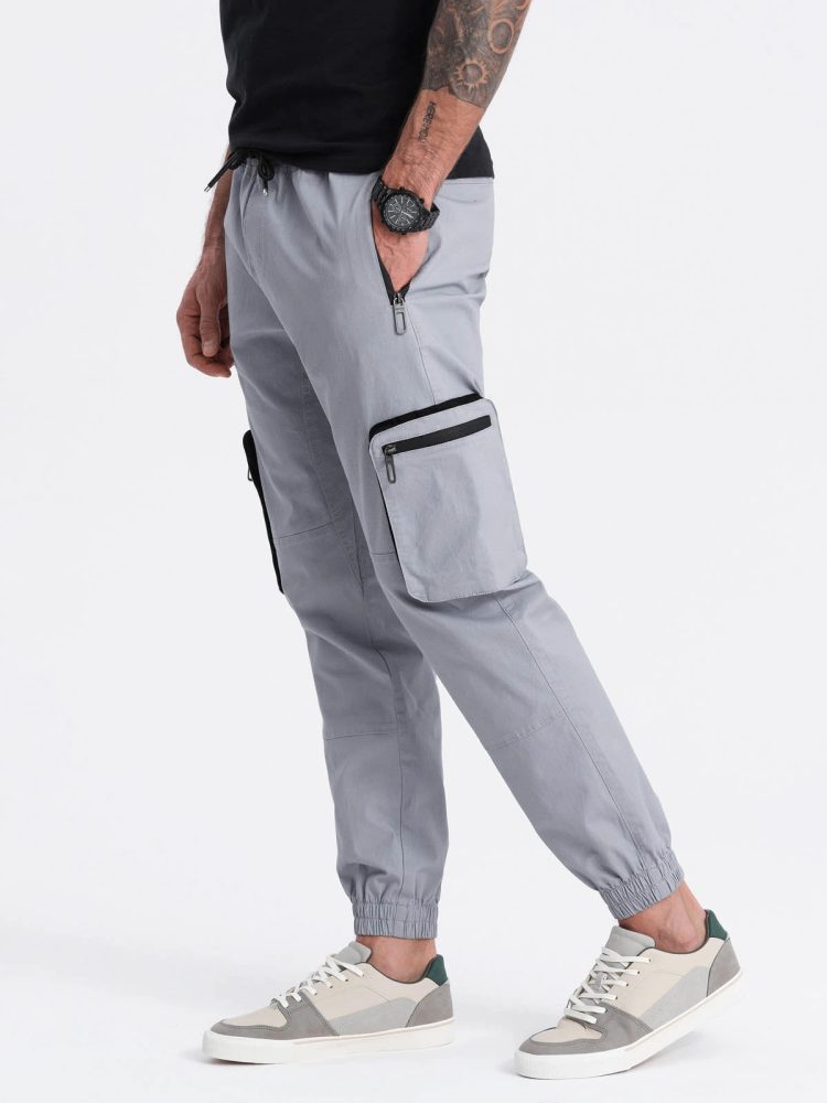 Ombre Clothing Nadčasové šedé joggery V8 PAJO-0135 - XXL