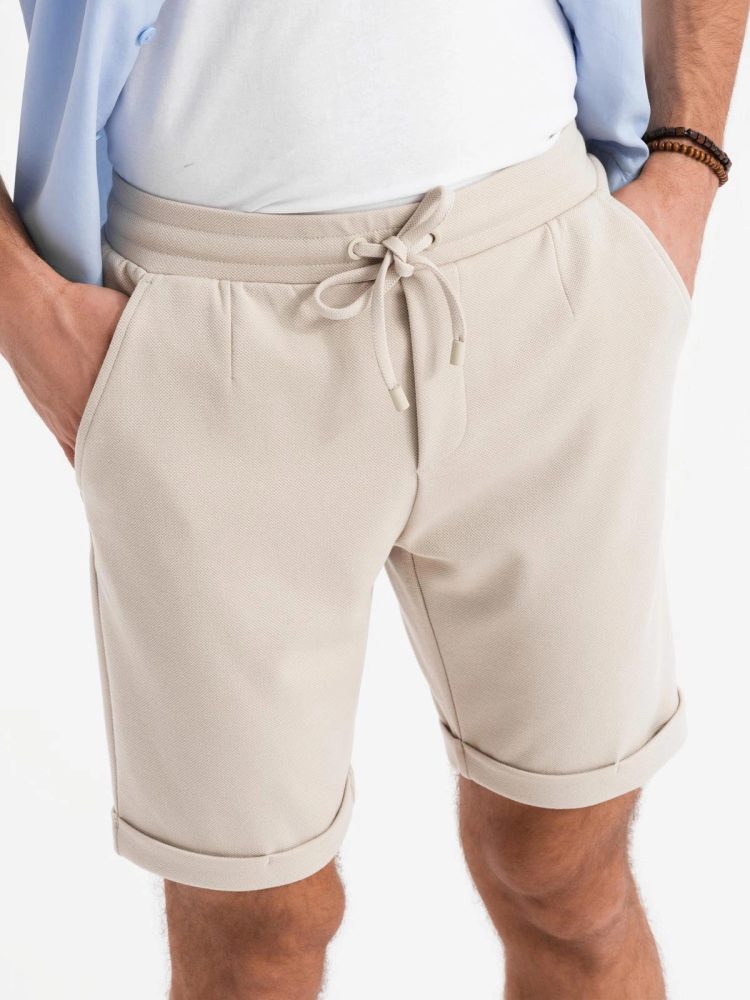 Levně Ombre Clothing Pískové chinos kraťasy V3 SRCS-0170