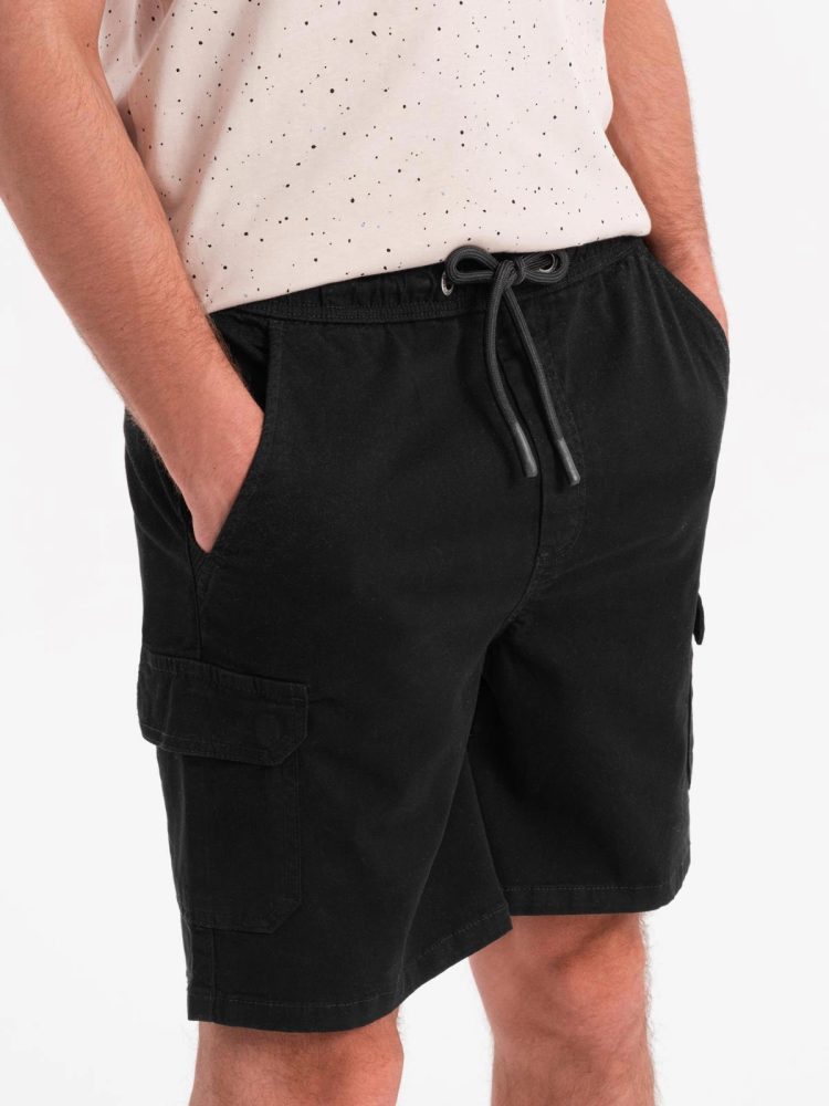 Levně Ombre Clothing Jedinečné černé šortky s kapsami V4 SRCG-0190