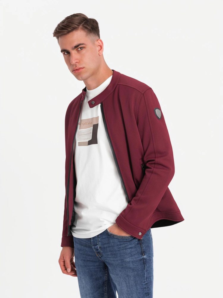 Levně Ombre Clothing Cool vínová pánská bunda v2 c642