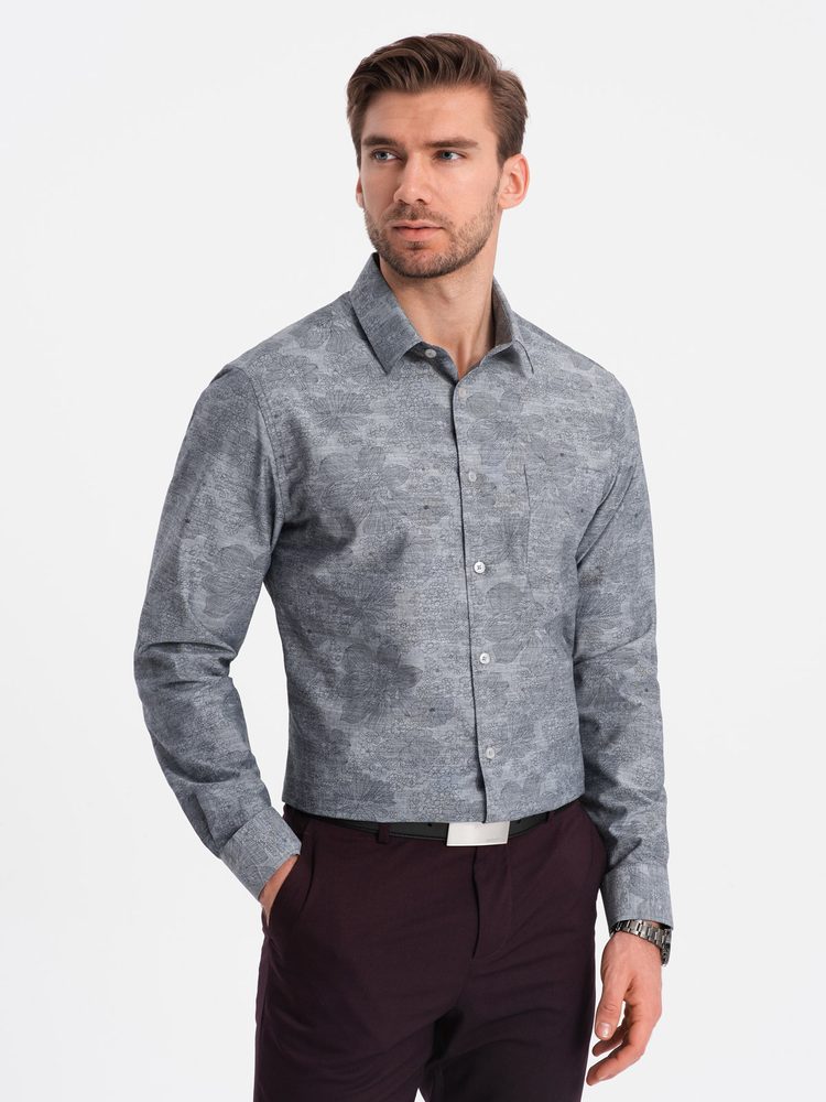 Trendy flanelová šedá košile V3 SHCS-0157